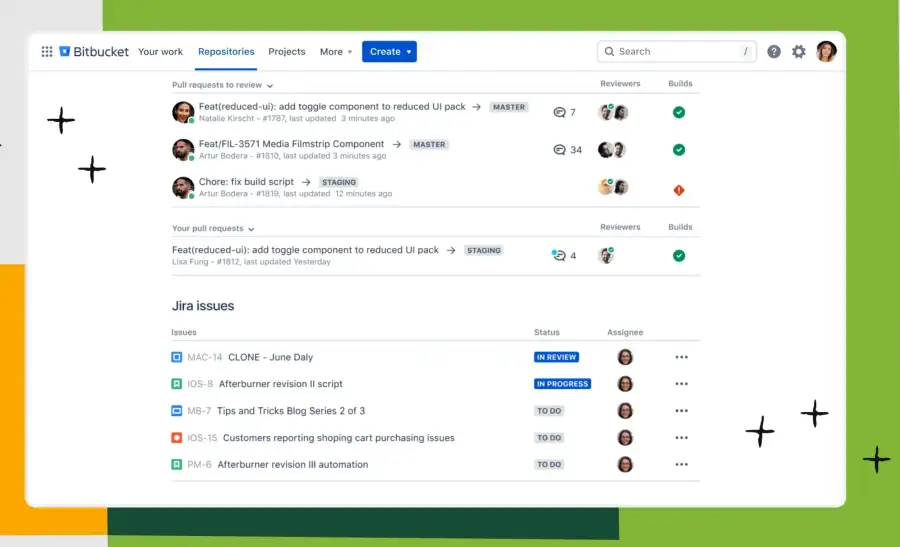 Screenshot of Bitbucket website
