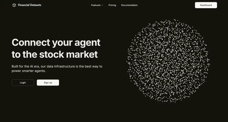 Screenshot of Financial Datasets website