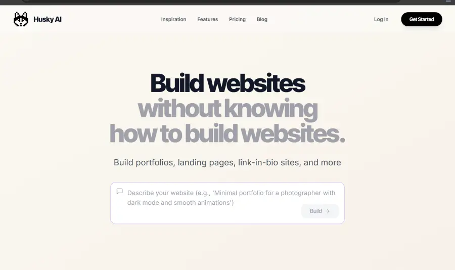 Screenshot of Husky AI website