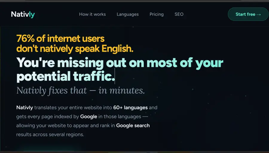 Screenshot of Nativly website