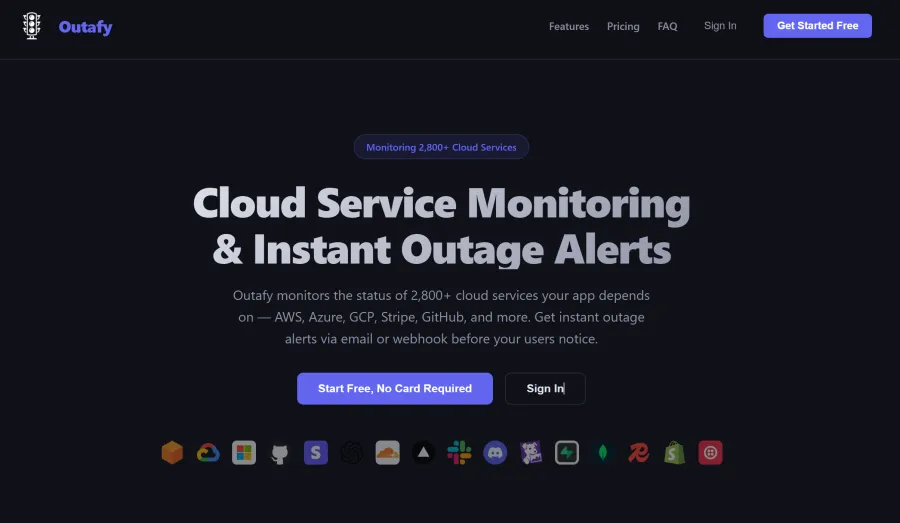 Screenshot of Outafy website