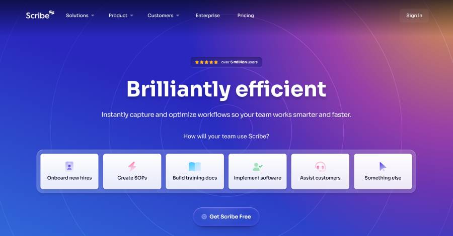 Screenshot of Scribe website