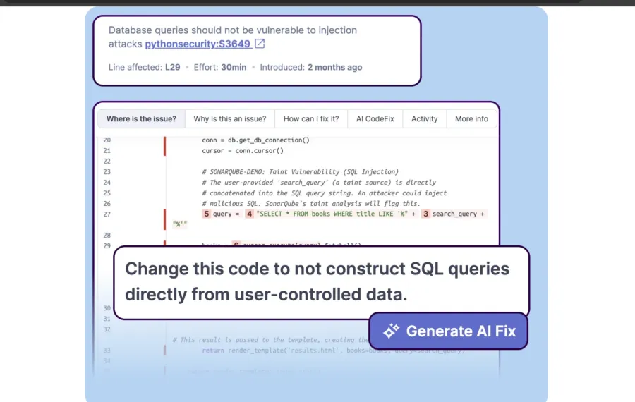 Screenshot of SonarQube website